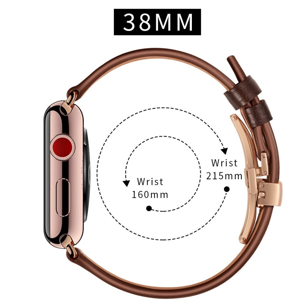  Apple Watch Series 5 40mm / Apple Watch 40mm Ægte læder Rem - Brun#serie_12