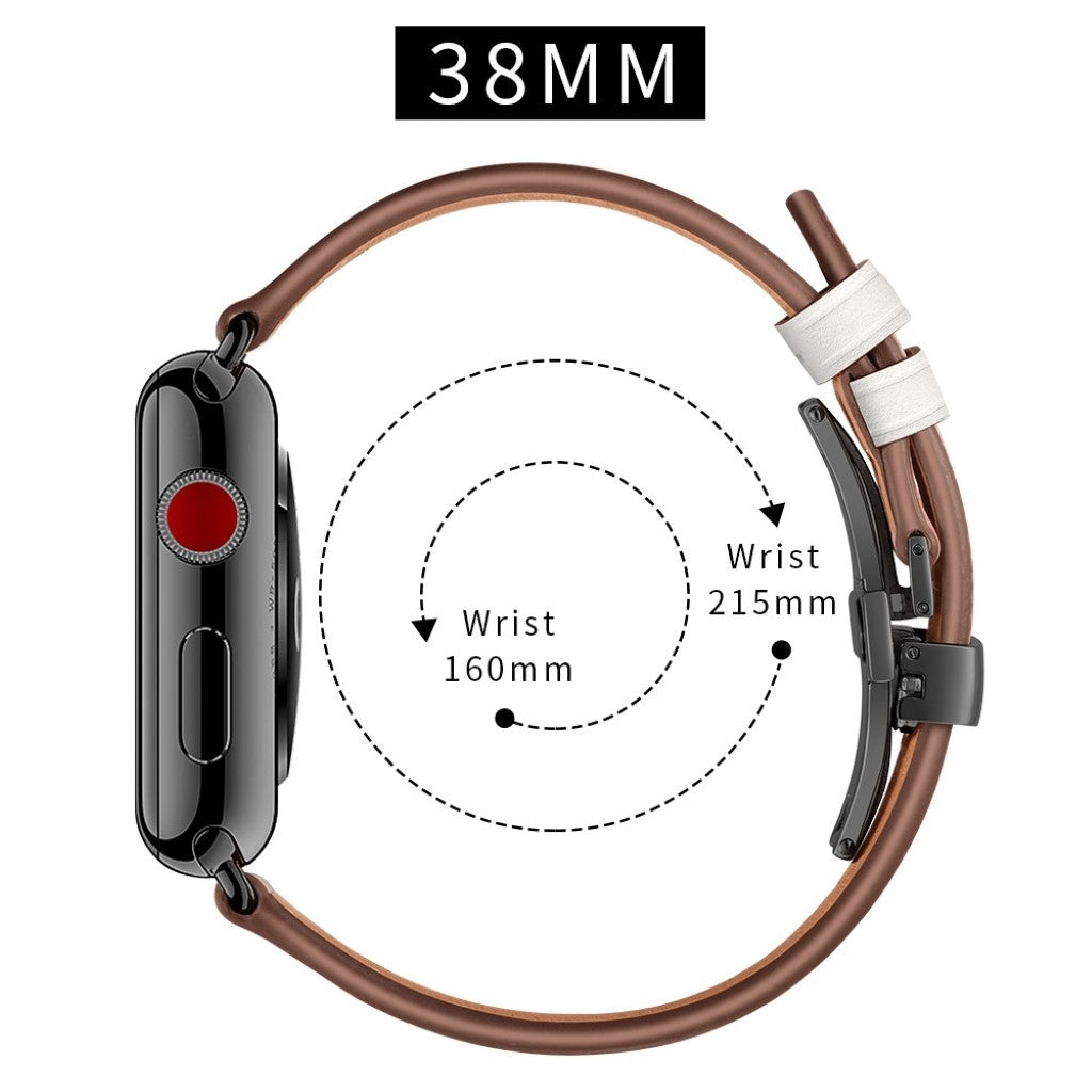  Apple Watch Series 5 40mm / Apple Watch 40mm Ægte læder Rem - Hvid#serie_13