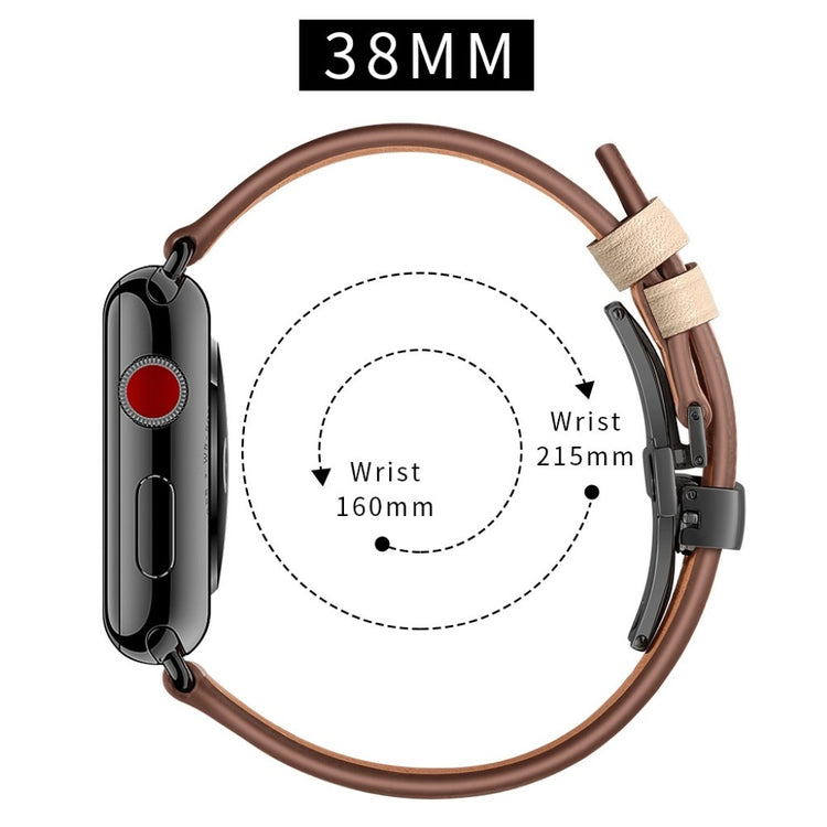  Apple Watch Series 5 40mm / Apple Watch 40mm Ægte læder Rem - Beige#serie_16
