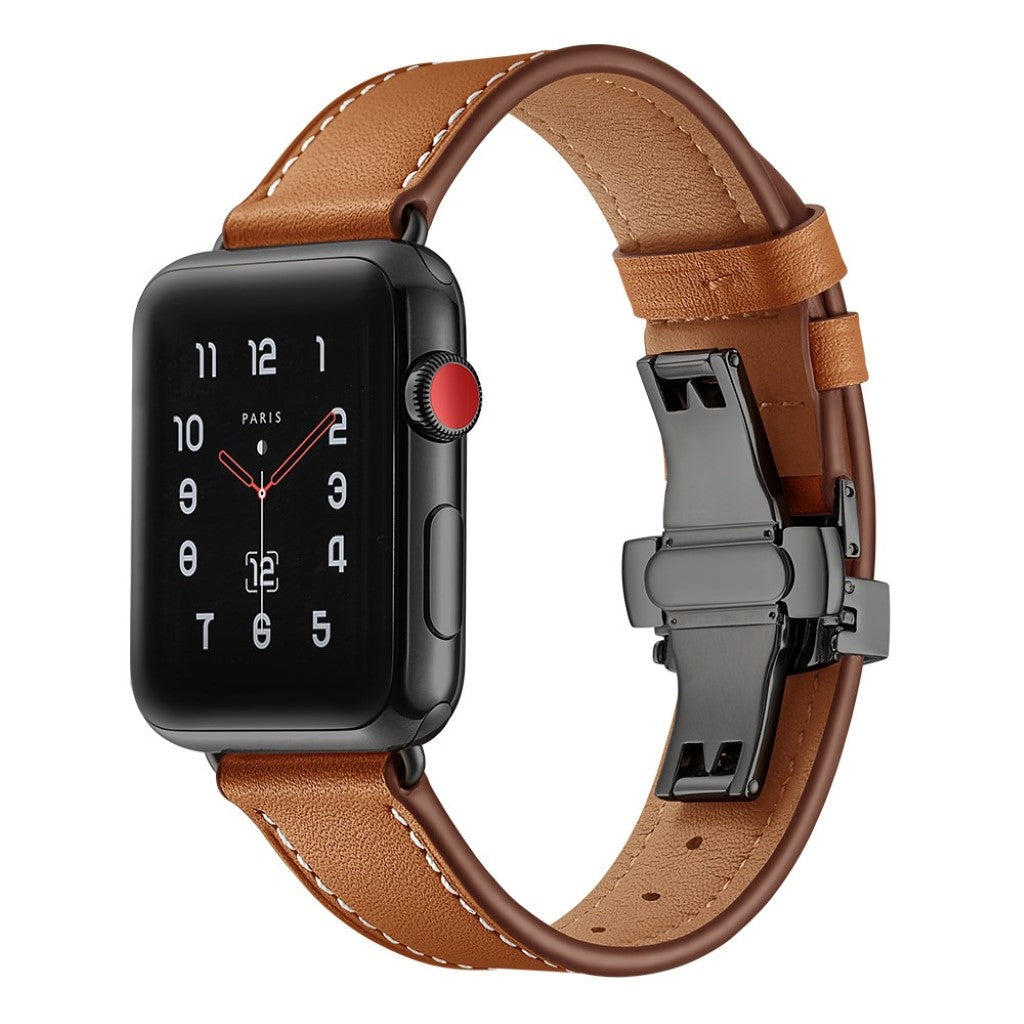  Apple Watch Series 5 40mm / Apple Watch 40mm Ægte læder Rem - Brun#serie_17