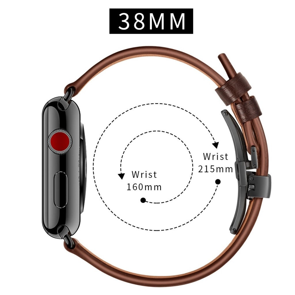  Apple Watch Series 5 40mm / Apple Watch 40mm Ægte læder Rem - Brun#serie_18