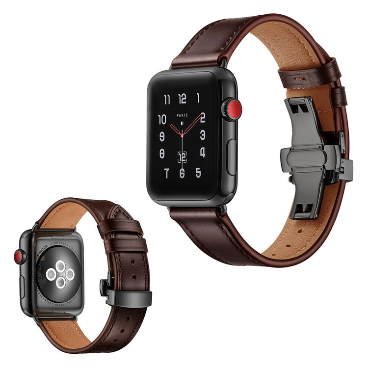  Apple Watch Series 5 40mm / Apple Watch 40mm Ægte læder Rem - Brun#serie_18