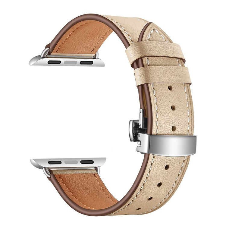  Apple Watch Series 5 40mm / Apple Watch 40mm Ægte læder Rem - Beige#serie_4