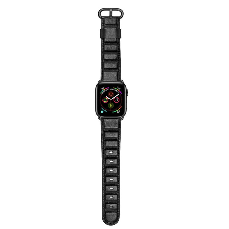  Apple Watch Series 5 40mm / Apple Watch 40mm Ægte læder Rem - Sort#serie_1