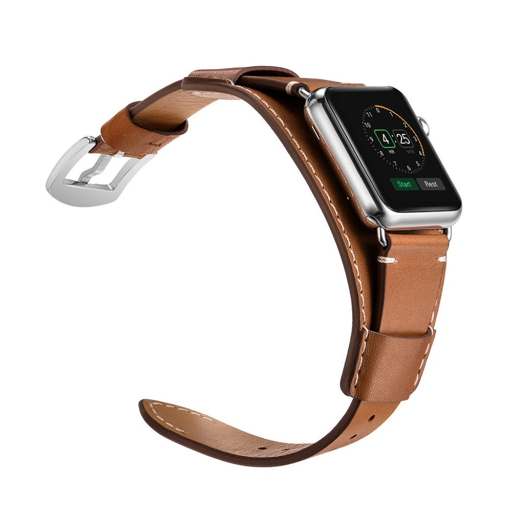  Apple Watch Series 5 40mm / Apple Watch 40mm Ægte læder Rem - Brun#serie_11