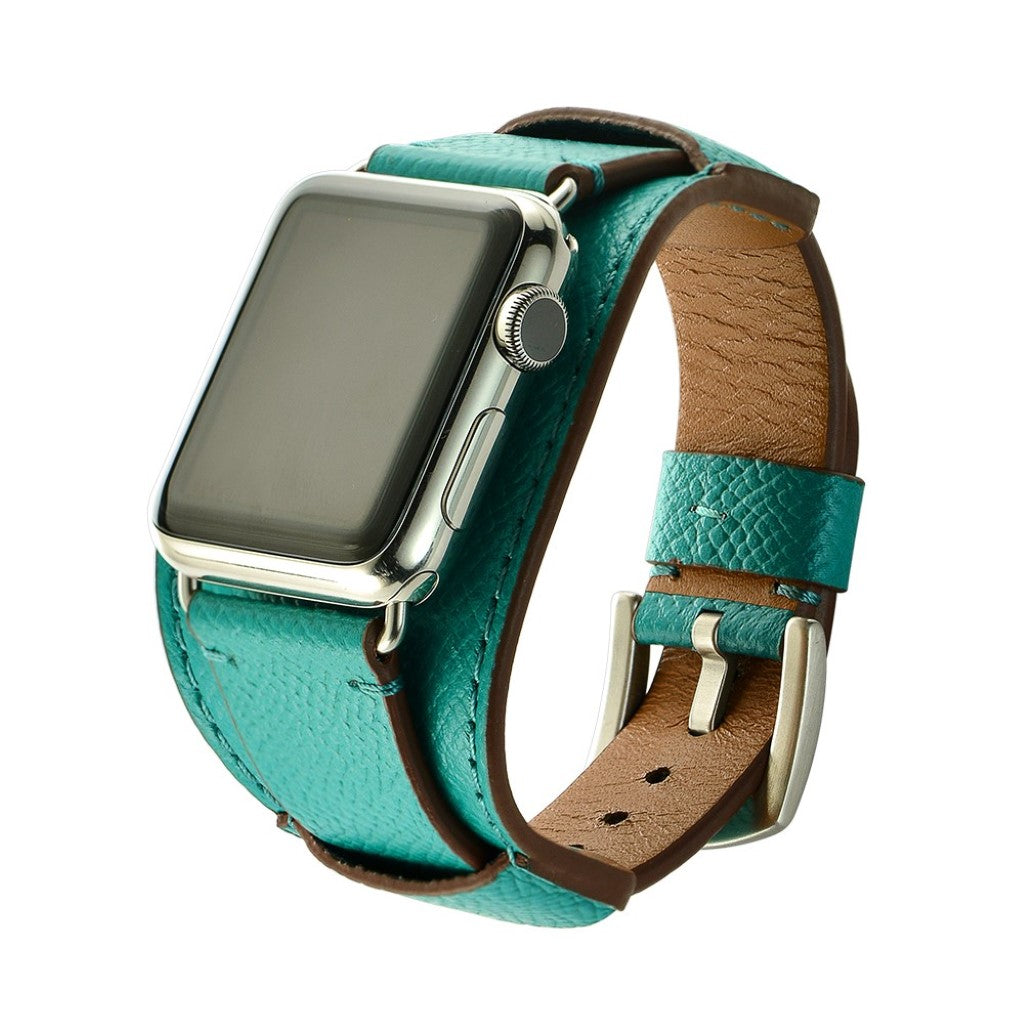  Apple Watch Series 5 40mm / Apple Watch 40mm Ægte læder Rem - Grøn#serie_6
