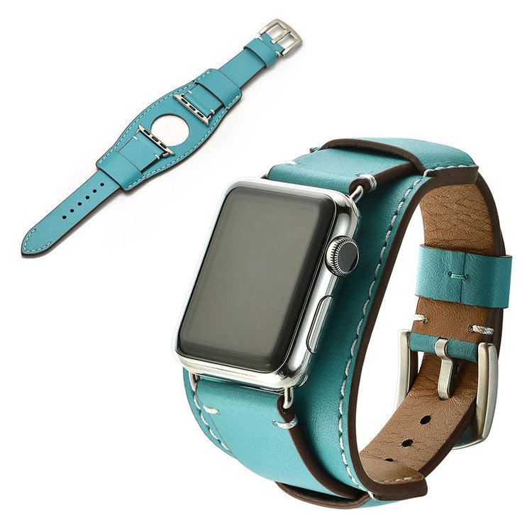  Apple Watch Series 5 40mm / Apple Watch 40mm Ægte læder Rem - Grøn#serie_7