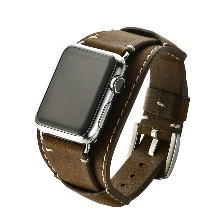  Apple Watch Series 5 40mm / Apple Watch 40mm Ægte læder Rem - Brun#serie_9