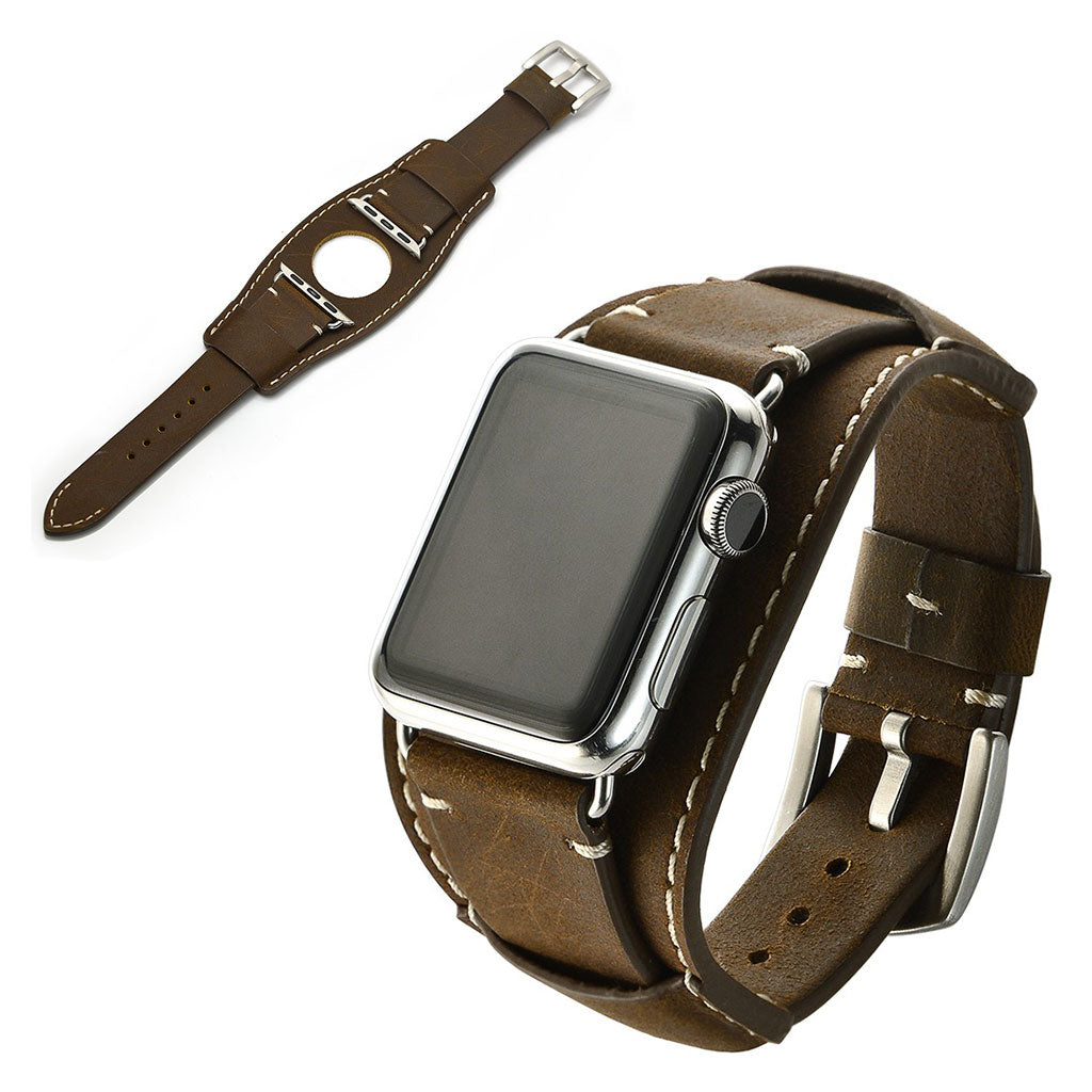 Apple Watch Series 5 40mm / Apple Watch 40mm Ægte læder Rem - Brun#serie_9