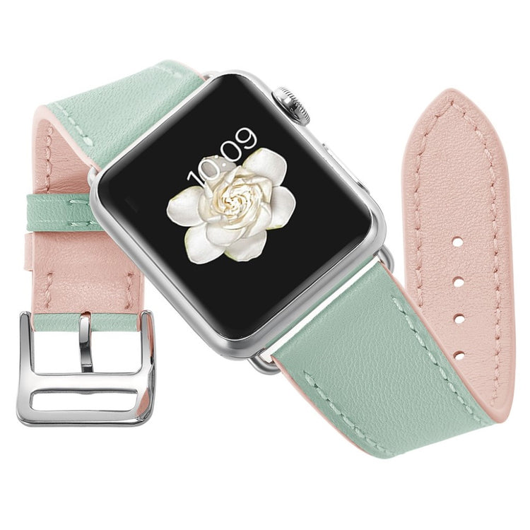  Apple Watch Series 5 40mm / Apple Watch 40mm Ægte læder Rem - Grøn#serie_1