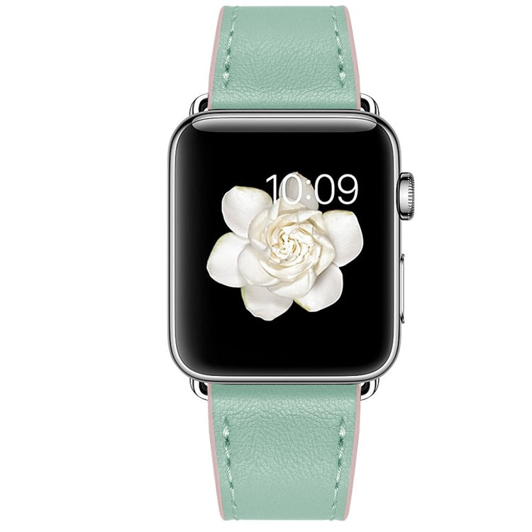  Apple Watch Series 5 40mm / Apple Watch 40mm Ægte læder Rem - Grøn#serie_1