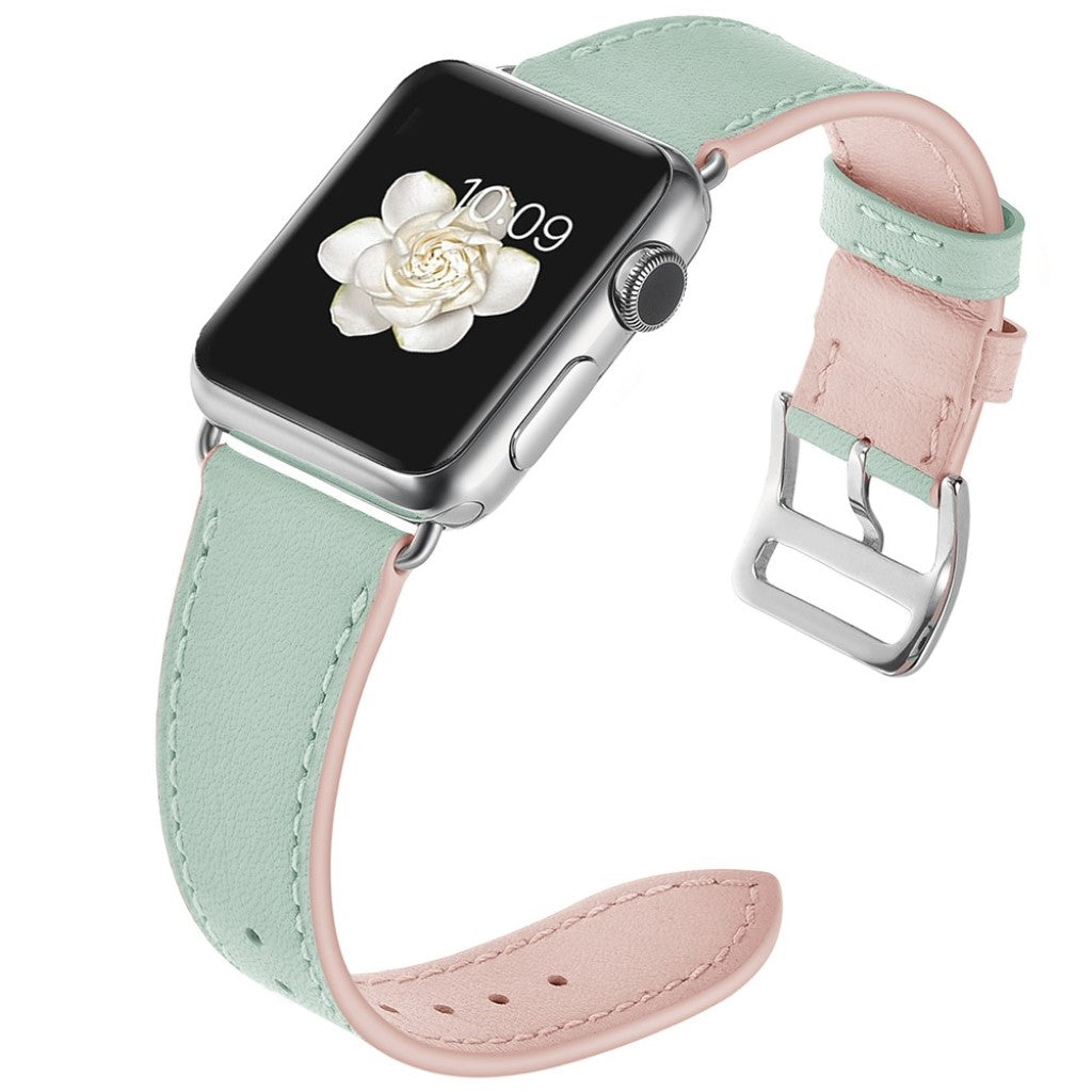  Apple Watch Series 5 40mm / Apple Watch 40mm Ægte læder Rem - Pink#serie_2