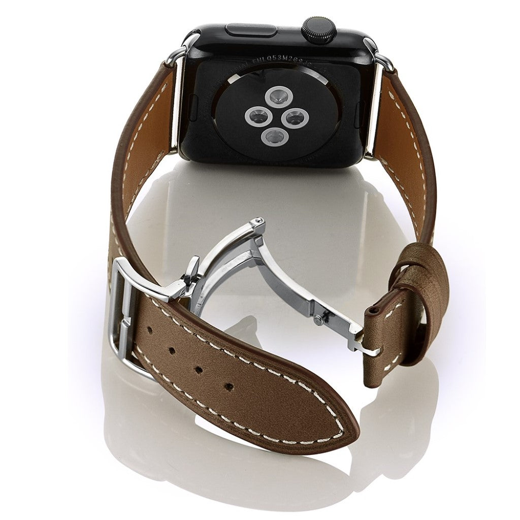  Apple Watch Series 5 40mm / Apple Watch 40mm Ægte læder Rem - Brun#serie_3