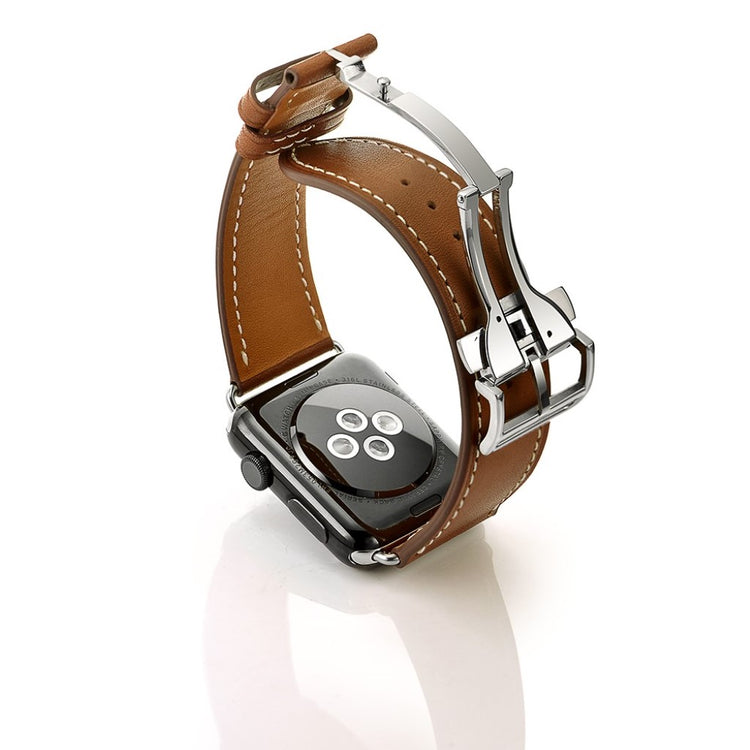  Apple Watch Series 5 40mm / Apple Watch 40mm Ægte læder Rem - Brun#serie_4
