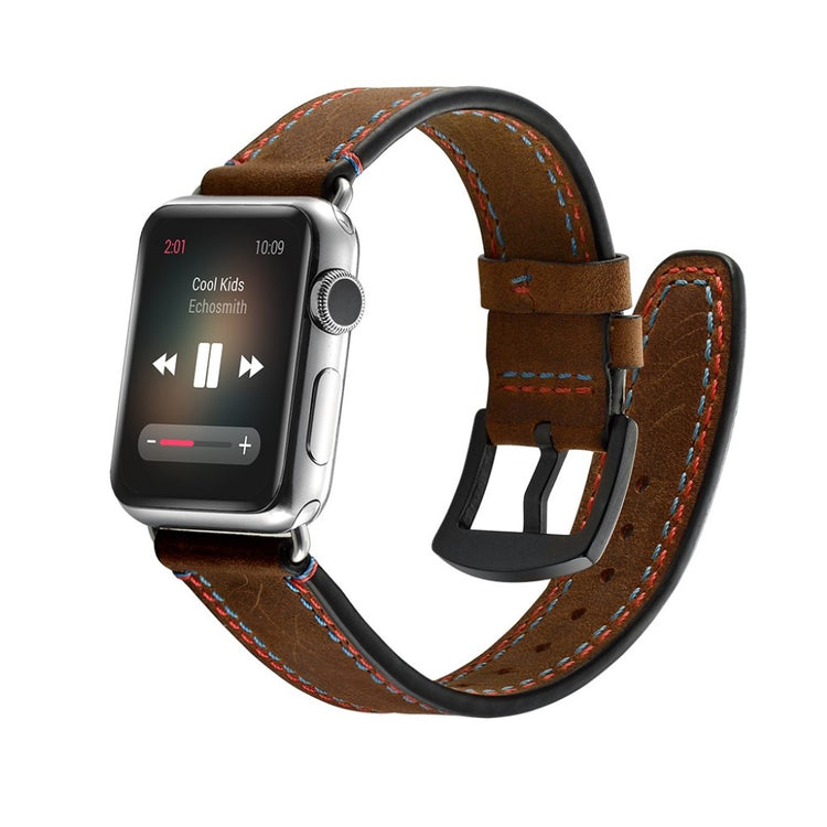  Apple Watch Series 5 40mm / Apple Watch 40mm Ægte læder Rem - Brun#serie_062