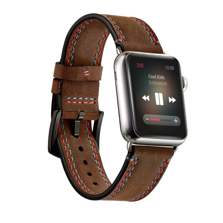  Apple Watch Series 5 40mm / Apple Watch 40mm Ægte læder Rem - Brun#serie_062