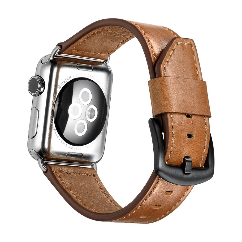  Apple Watch Series 5 40mm / Apple Watch 40mm Ægte læder Rem - Brun#serie_2