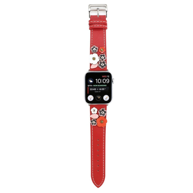  Apple Watch Series 5 40mm / Apple Watch 40mm Ægte læder Rem - Rød#serie_2