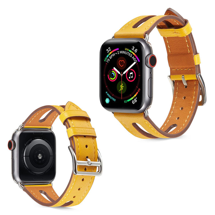  Apple Watch Series 5 40mm / Apple Watch 40mm Ægte læder Rem - Gul#serie_6