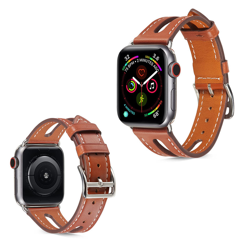  Apple Watch Series 5 40mm / Apple Watch 40mm Ægte læder Rem - Brun#serie_7