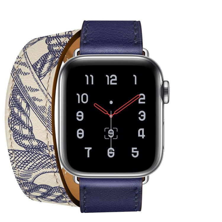  Apple Watch Series 5 40mm / Apple Watch 40mm Ægte læder Rem - Blå#serie_1