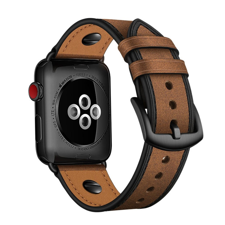  Apple Watch Series 5 40mm / Apple Watch 40mm Ægte læder Rem - Brun#serie_3