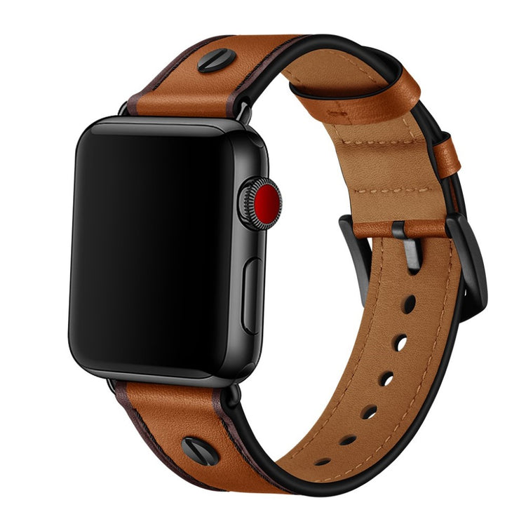  Apple Watch Series 5 40mm / Apple Watch 40mm Ægte læder Rem - Brun#serie_4