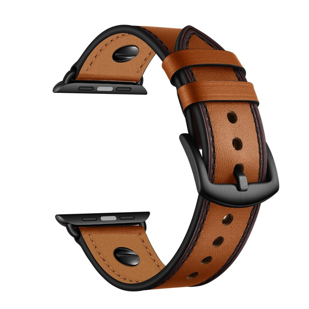  Apple Watch Series 5 40mm / Apple Watch 40mm Ægte læder Rem - Brun#serie_4