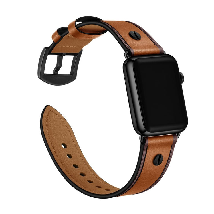  Apple Watch Series 5 40mm / Apple Watch 40mm Ægte læder Rem - Brun#serie_4