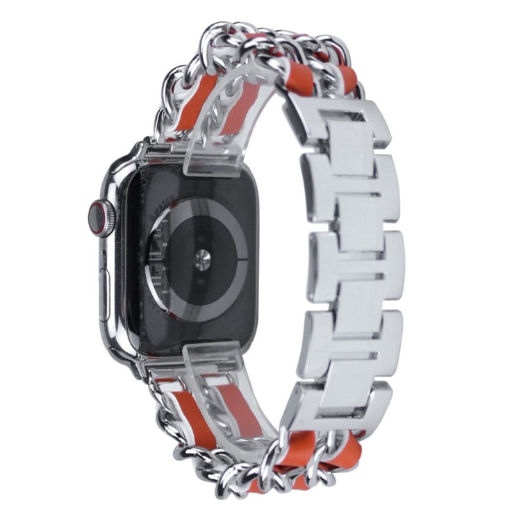  Apple Watch Series 5 40mm / Apple Watch 40mm Metal og Kunstlæder Rem - Orange#serie_3