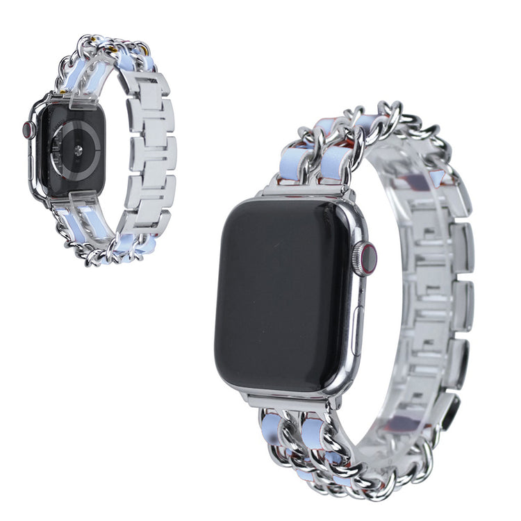  Apple Watch Series 5 40mm / Apple Watch 40mm Metal og Kunstlæder Rem - Guld#serie_4