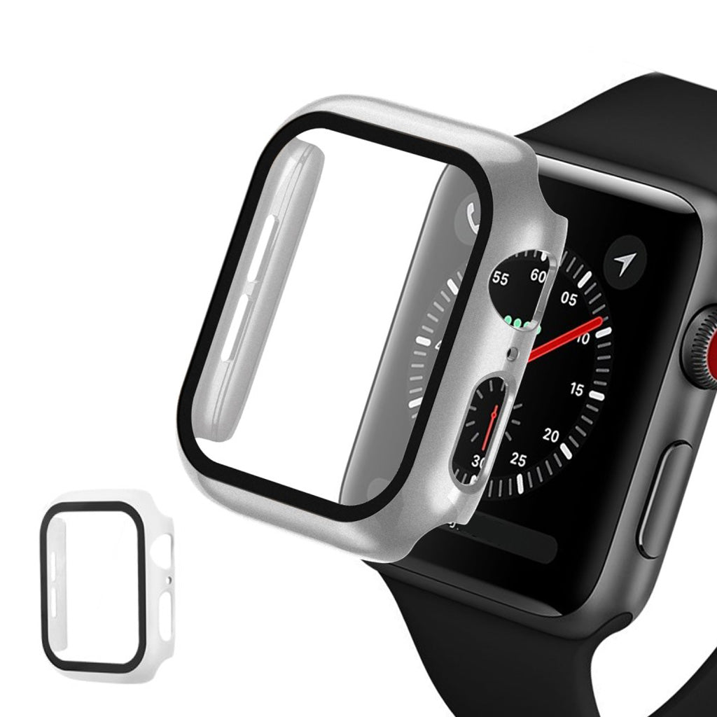 Super Fed Apple Watch Series 5 40mm / Apple Watch 40mm Cover med Skærmbeskytter i Hærdet Glas - Sølv#serie_3