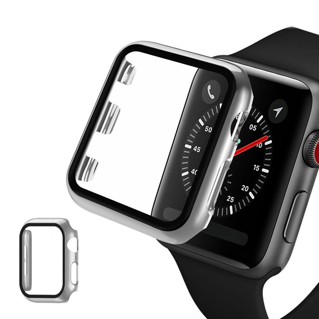 Super Fed Apple Watch Series 5 40mm / Apple Watch 40mm Cover med Skærmbeskytter i Hærdet Glas - Sølv#serie_4