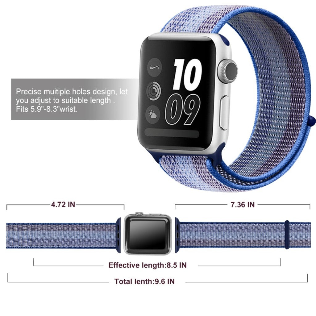 Mega cool Apple Watch Series 5 40mm Nylon Rem - Blå#serie_10