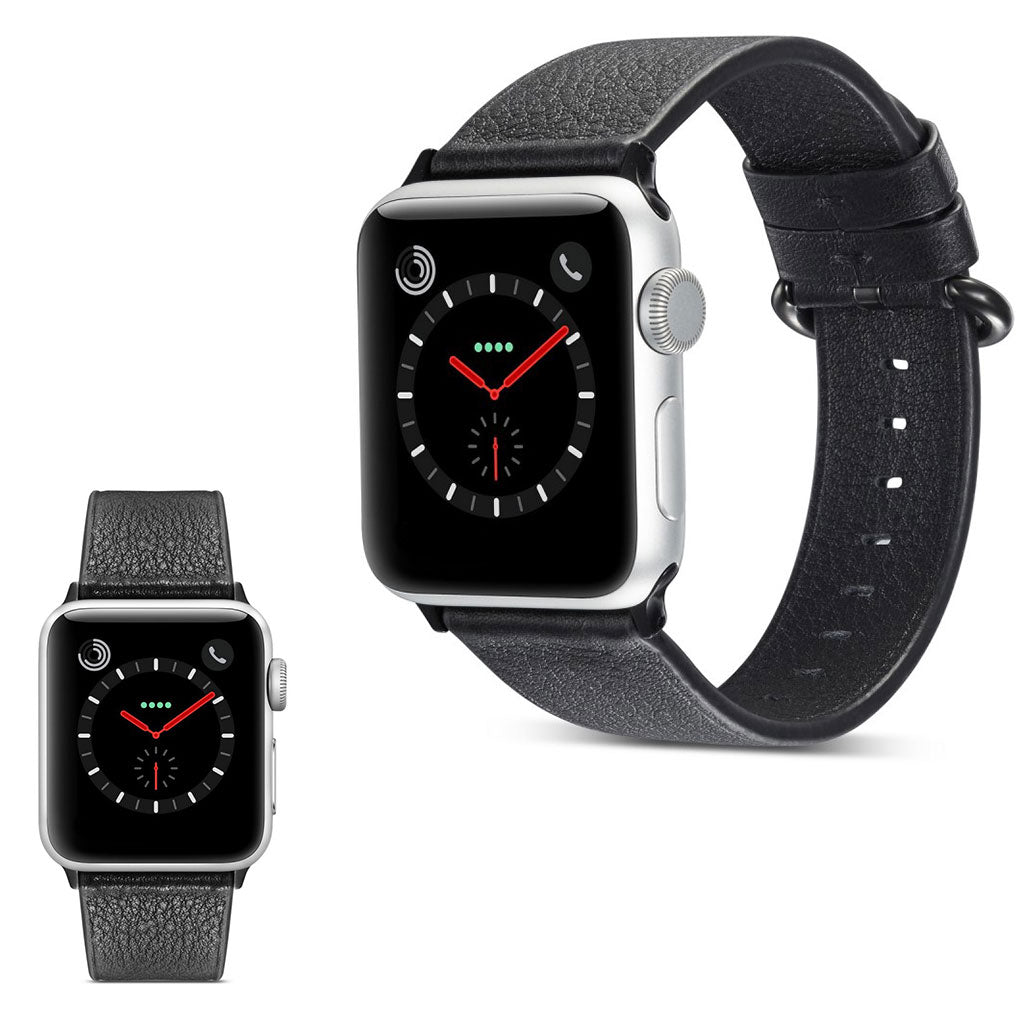 Helt vildt pænt Apple Watch Series 5 40mm Ægte læder Rem - Sort#serie_1