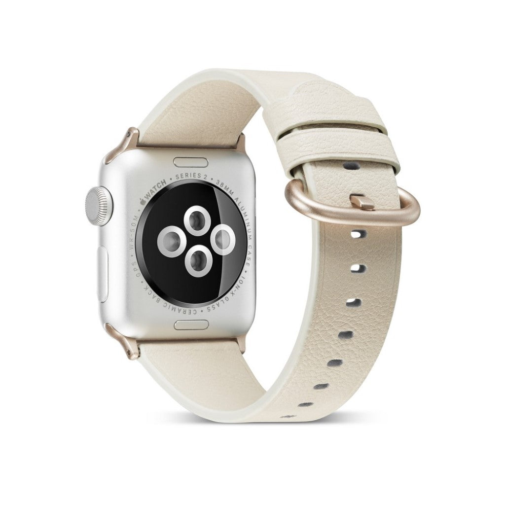 Helt vildt pænt Apple Watch Series 5 40mm Ægte læder Rem - Hvid#serie_2