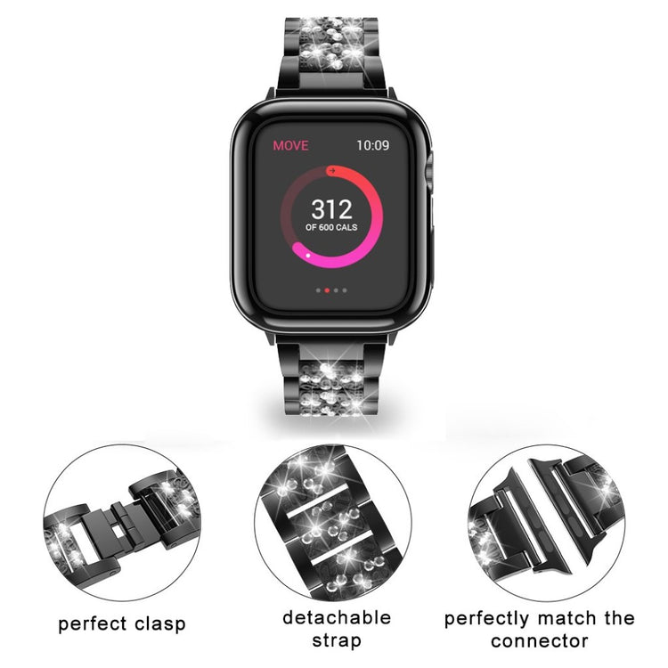 Stilren Apple Watch Series 5 40mm Metal og Rhinsten Rem - Sort#serie_1