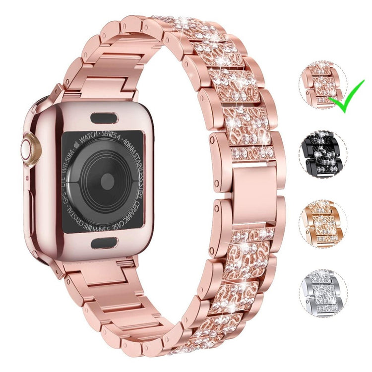 Stilren Apple Watch Series 5 40mm Metal og Rhinsten Rem - Pink#serie_3