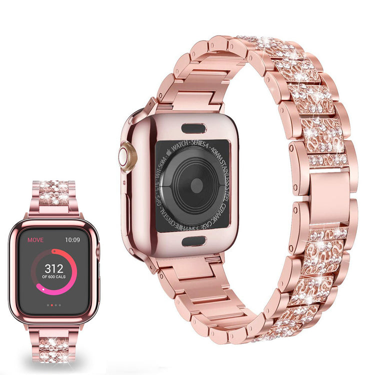 Stilren Apple Watch Series 5 40mm Metal og Rhinsten Rem - Pink#serie_3
