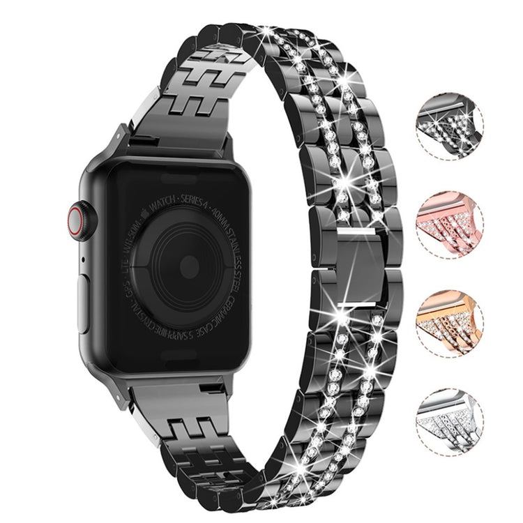 Mega flot Apple Watch Series 5 40mm Metal og Rhinsten Rem - Sort#serie_1