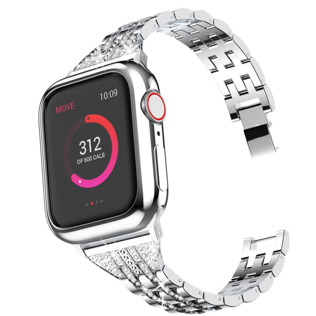 Mega flot Apple Watch Series 5 40mm Metal og Rhinsten Rem - Sølv#serie_5