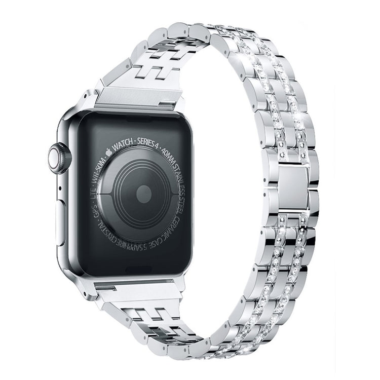 Mega flot Apple Watch Series 5 40mm Metal og Rhinsten Rem - Sølv#serie_5