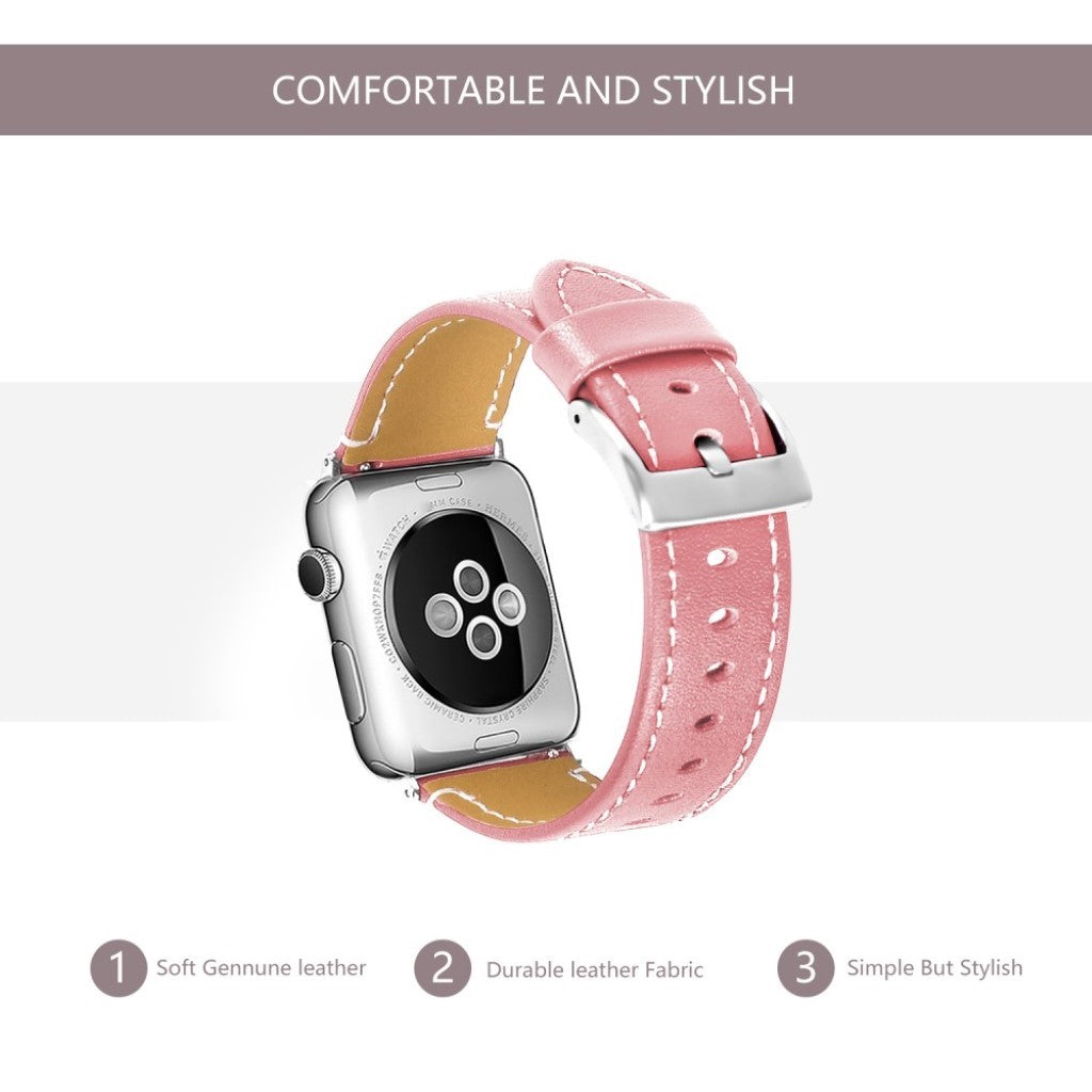 Meget holdbart Universal Apple Ægte læder Rem - Pink#serie_4