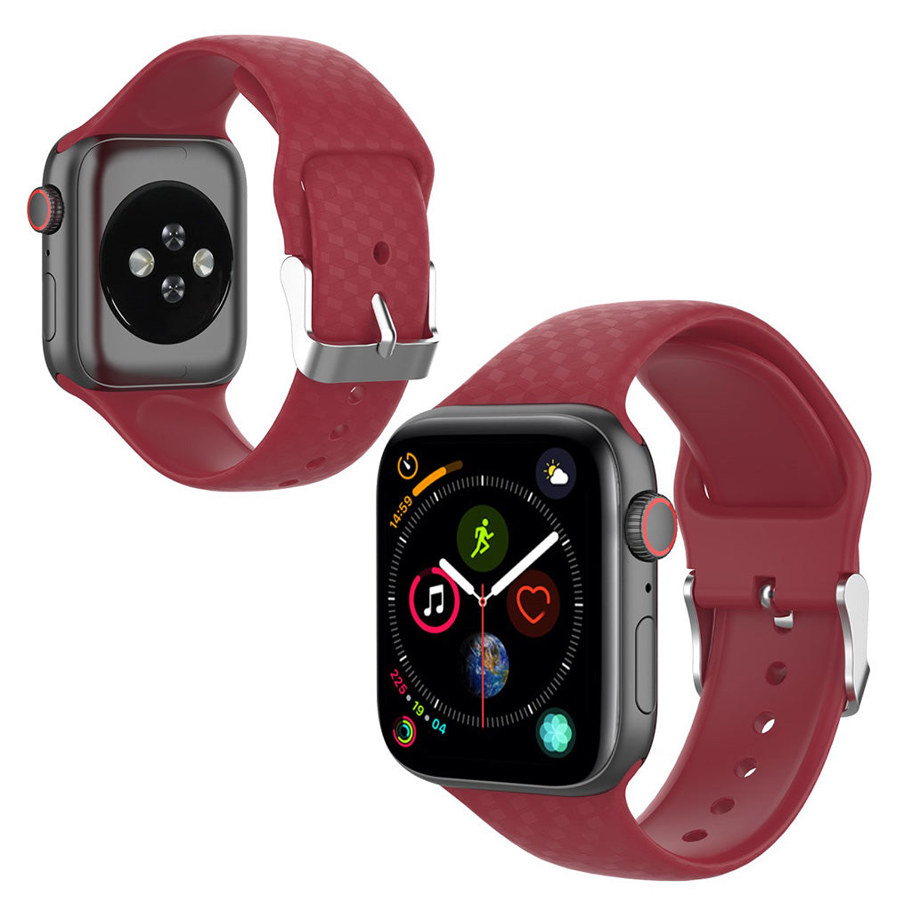 Meget smuk Apple Watch Series 5 44mm Silikone Rem - Rød#serie_6