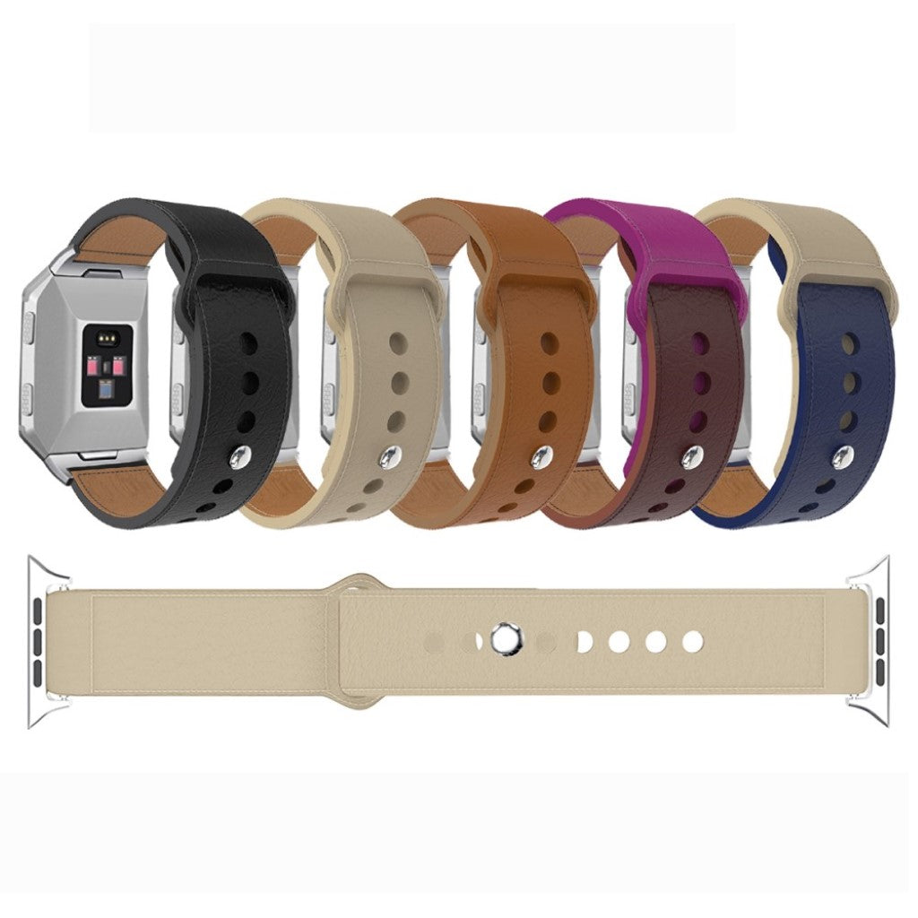 Komfortabel Apple Watch Series 5 44mm Ægte læder Rem - Beige#serie_1