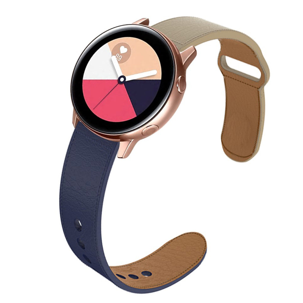 Komfortabel Apple Watch Series 5 44mm Ægte læder Rem - Blå#serie_3