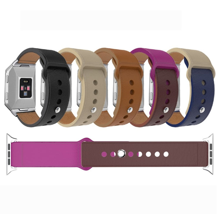 Komfortabel Apple Watch Series 5 44mm Ægte læder Rem - Lilla#serie_4