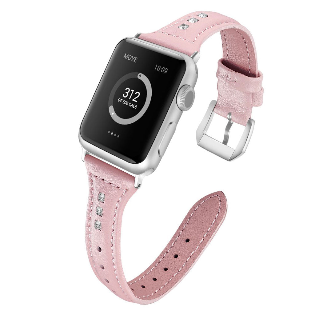 Solid Apple Watch Series 5 44mm Ægte læder og Silikone Rem - Pink#serie_2