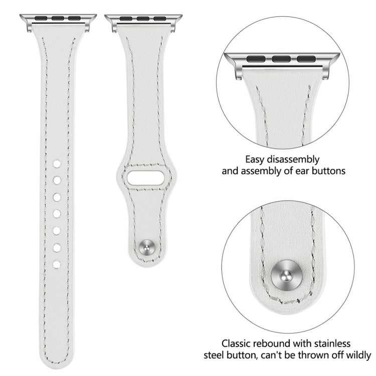 Rigtigt godt Apple Watch Series 5 44mm Ægte læder Rem - Hvid#serie_1