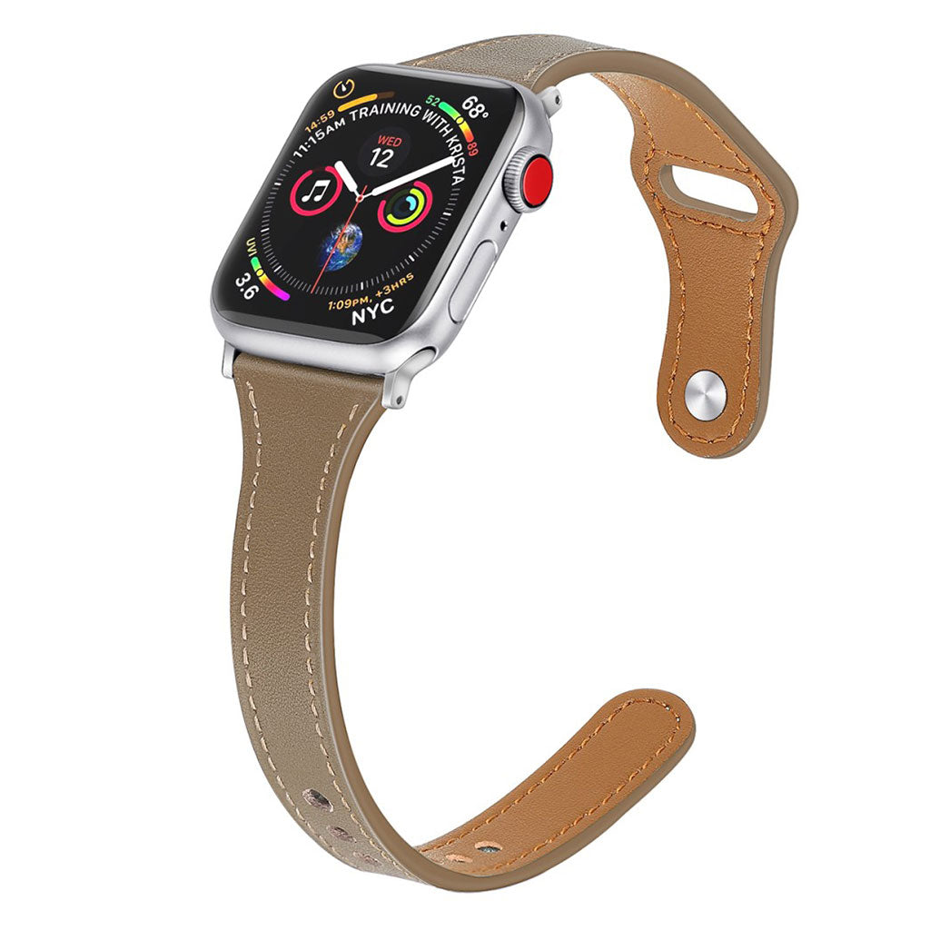Rigtigt godt Apple Watch Series 5 44mm Ægte læder Rem - Beige#serie_4